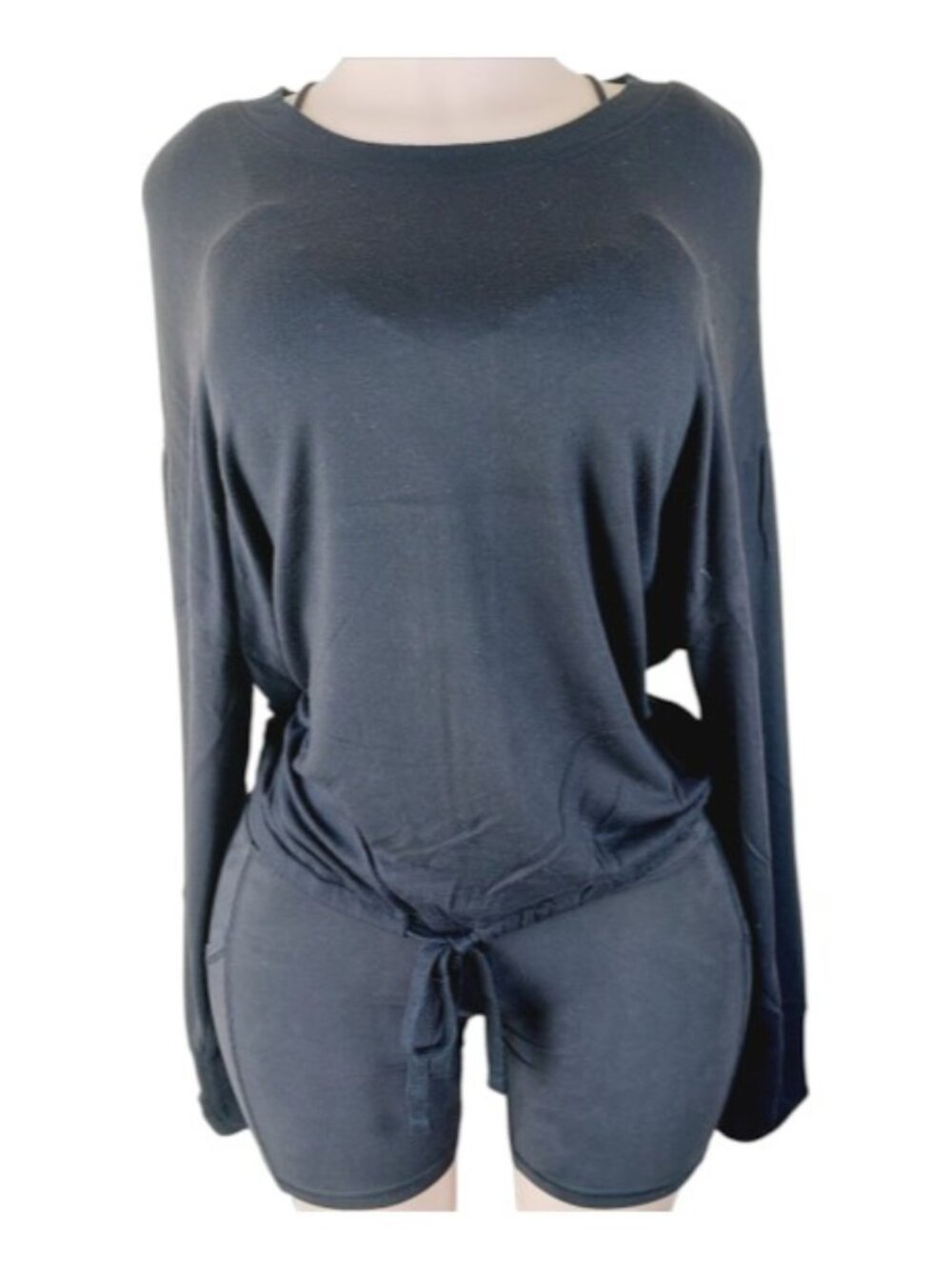 Athleta Women's Black Round Neck Tie Knot Pullover T-Shirt Size XL